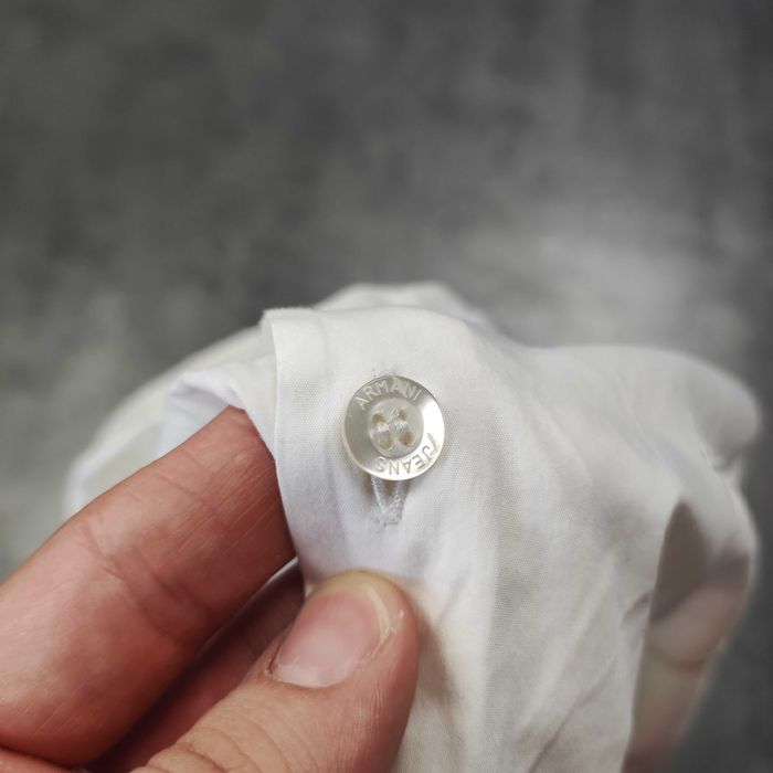 MĘSKA Elegancka Koszula Krótki Rękaw Biała Emporio Armani Jeans Haft