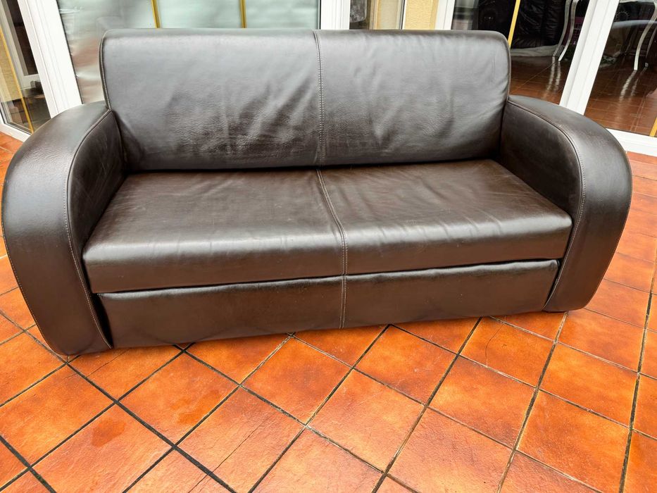 Kanapa skórzana rozkładana sofa wypoczynek fotel wersalka skóra