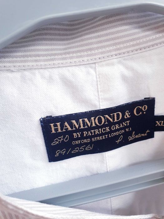 Koszula męska ze stójką w beżowe paski XL Hammond Oxford