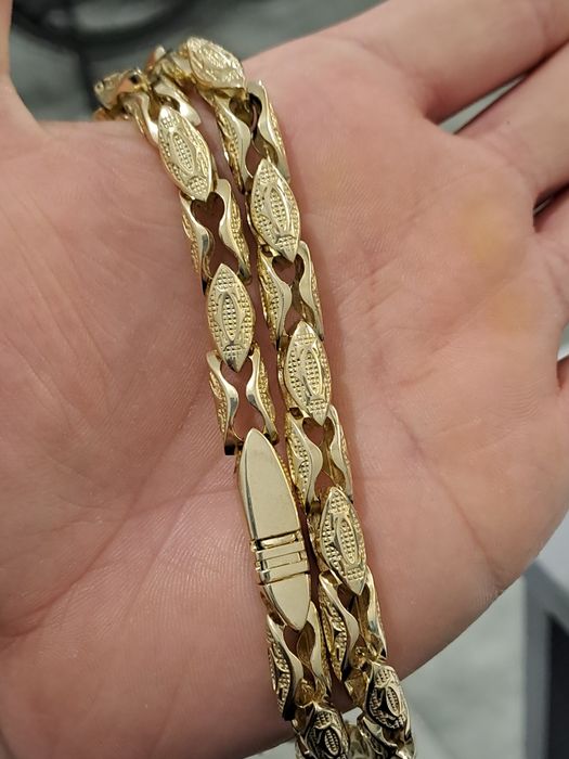 Nowy piękny złoty Łańcuch Splot Cartier Okrągły pr.585 63 cm