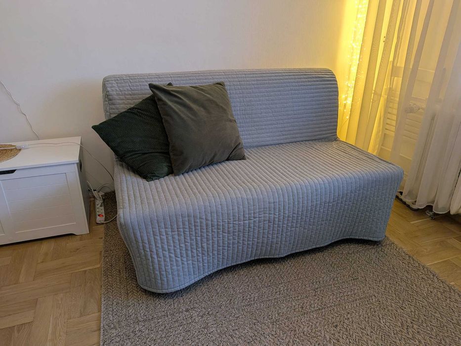 IKEA LYCKSELE sofa 2-osobowa, materac Murbo, pokrycie Knisa jasnoszare