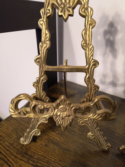 Miniaturowa mosiężna stara sztaluga 2 szt.