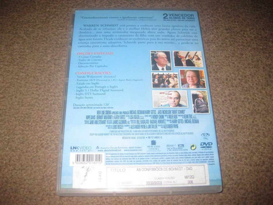 DVD "As Confissões de Schmidt" com Jack Nicholson