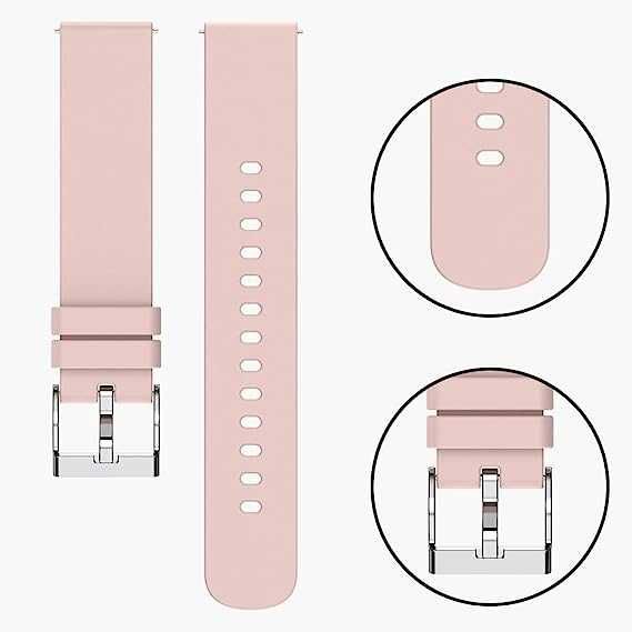 Silikonowy pasek opaska smartwatch 22mm różowy, z zestawem pinów