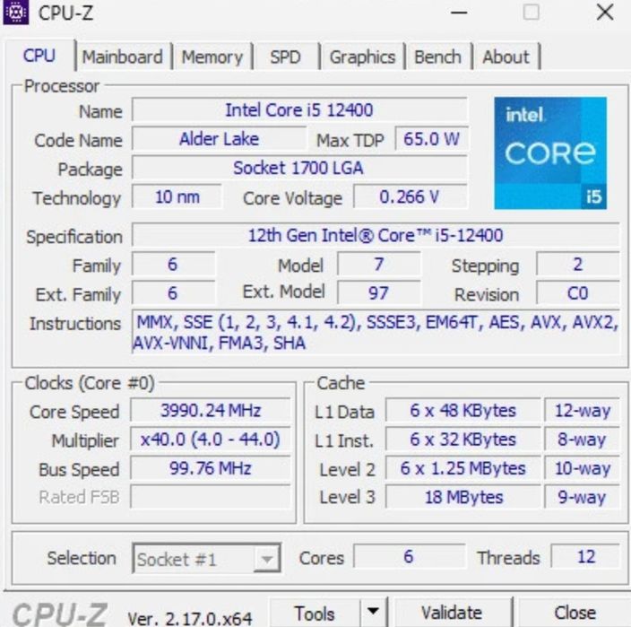 Processador  I5 12400