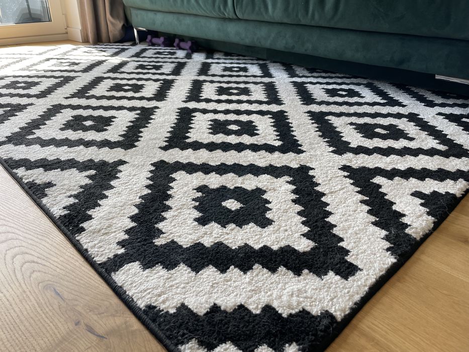 Dywan biało czarny Geometyczne wzory 160x220 cm