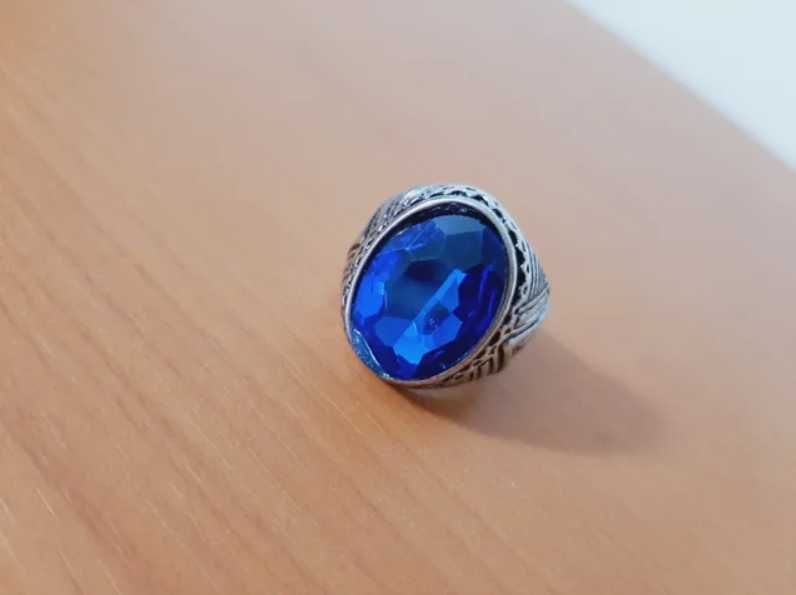 Anel de mesa Nº20 com pedra azul laminada