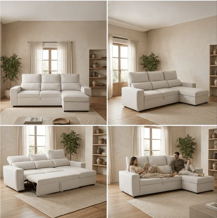 Sofá-cama c/ chaise longue Sandler