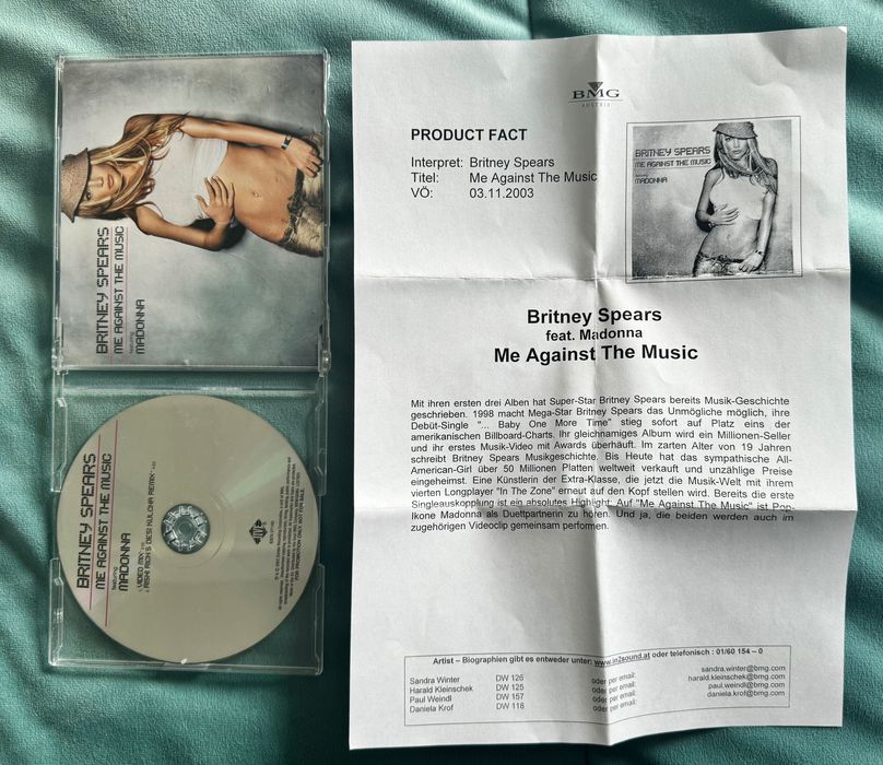 Madonna - Me Against The Music *2 - Cd Single Promo -UK