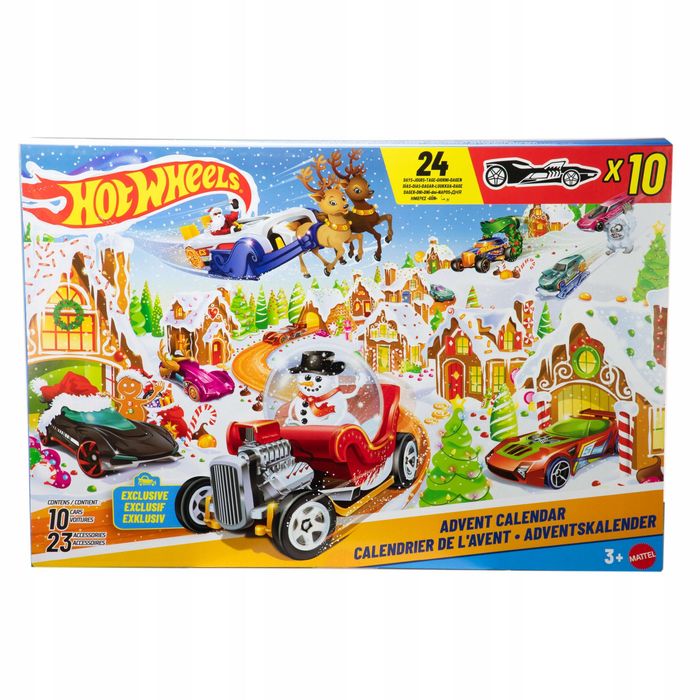 Hot Wheels Kalendarz Adwentowy 2025 Akcesoria Zestaw 10 Autek