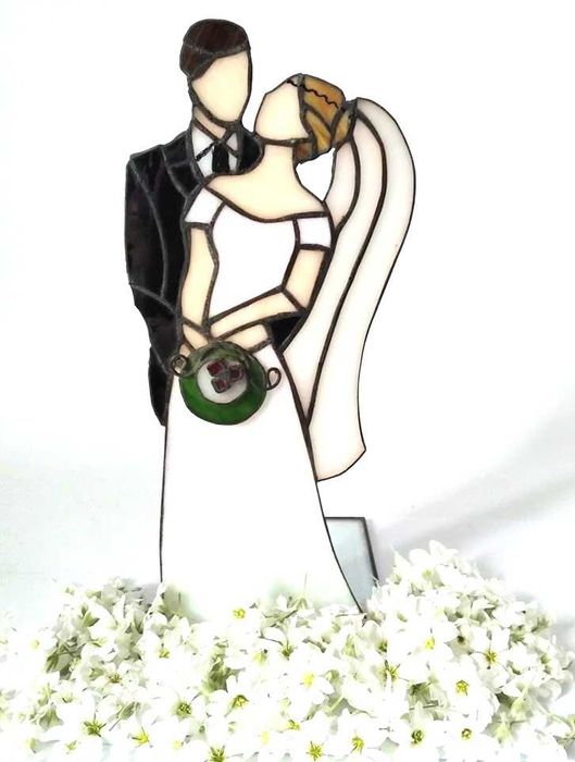 Witraż para młoda, dekoracja ślub, pamiątka prezent