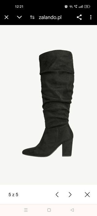 Czarne kozaki marszczone Nowe