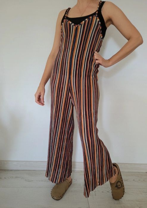 Kombinezon w kolorowe paski, na ramiączka Bershka S/M