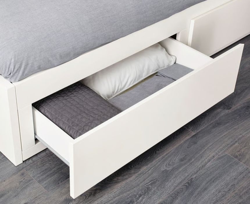Cama FLEKKE Ikea Cama individual/dupla com 2 Gavetas Branco, 80x200cm.