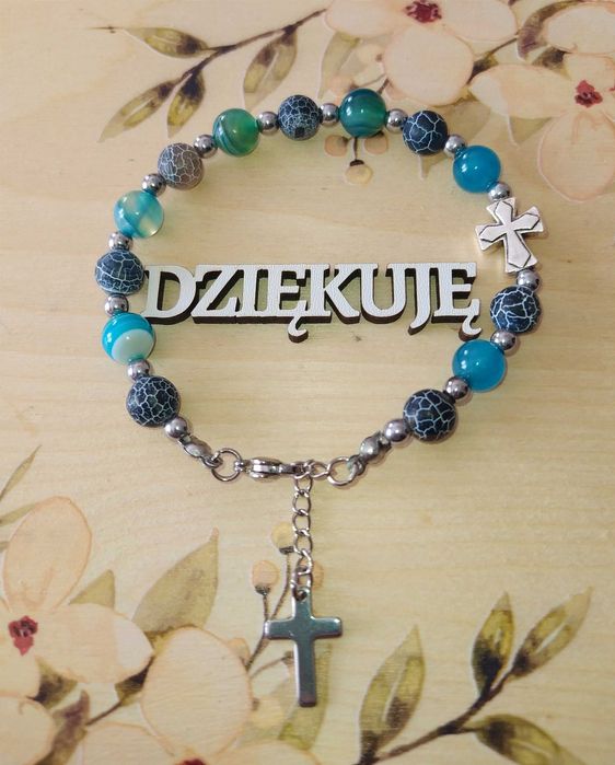 Bransoletka z kamieni naturalnych różaniec na rękę urodziny święta