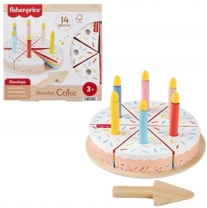 Fisher-Price Drewniany tort urodzinowy pudełko,