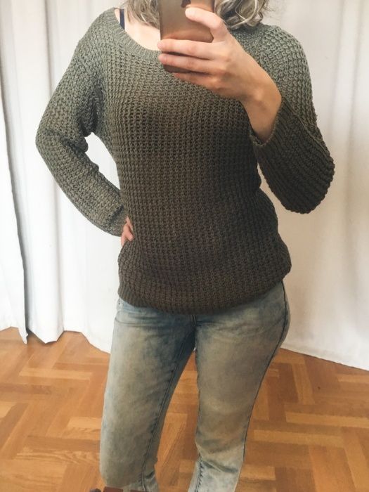 Sweter azurowy sweterek zielony ciepły miekki