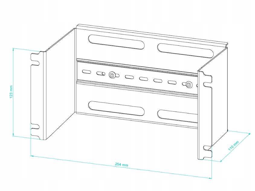 Panel Dystrybucji Napięć RACK 10" 3U/110/11xS DIN TS35/TH35 Ocynk