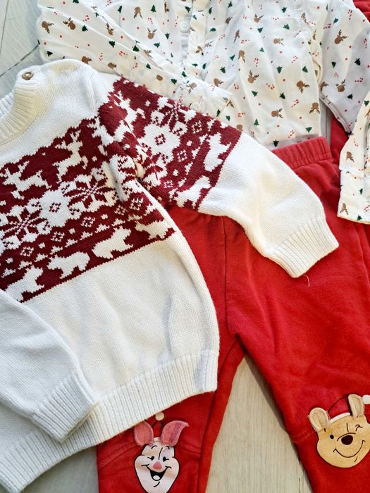 Świąteczne na sesję święta 80 dla chłopca sweter norweski koszula body