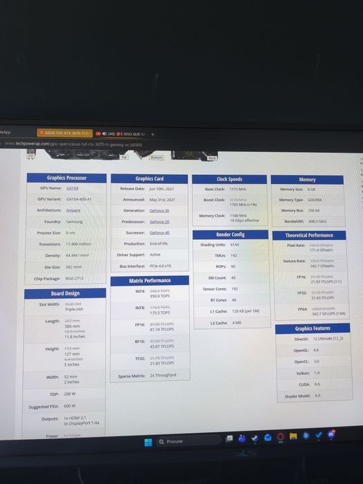 Vendo gráfica ASUS TUF 3070 Ti GAMING OC