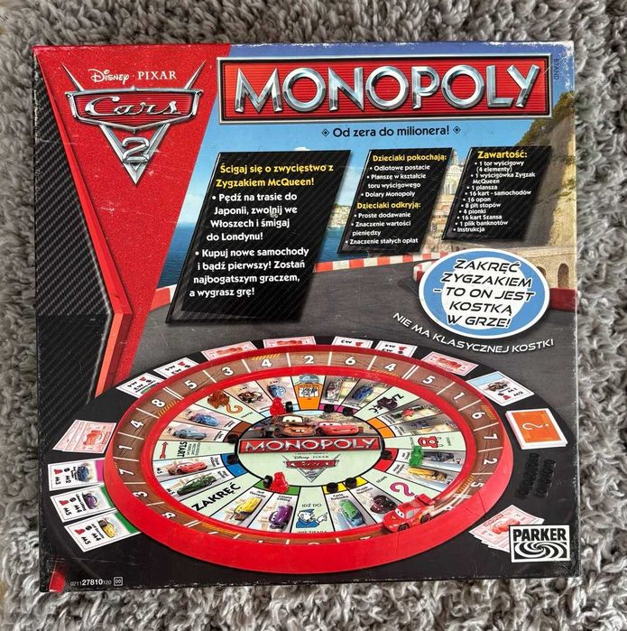 Monopoly Auta 2 Cars 2 Monopoly Zygzak McQueen gra planszowa