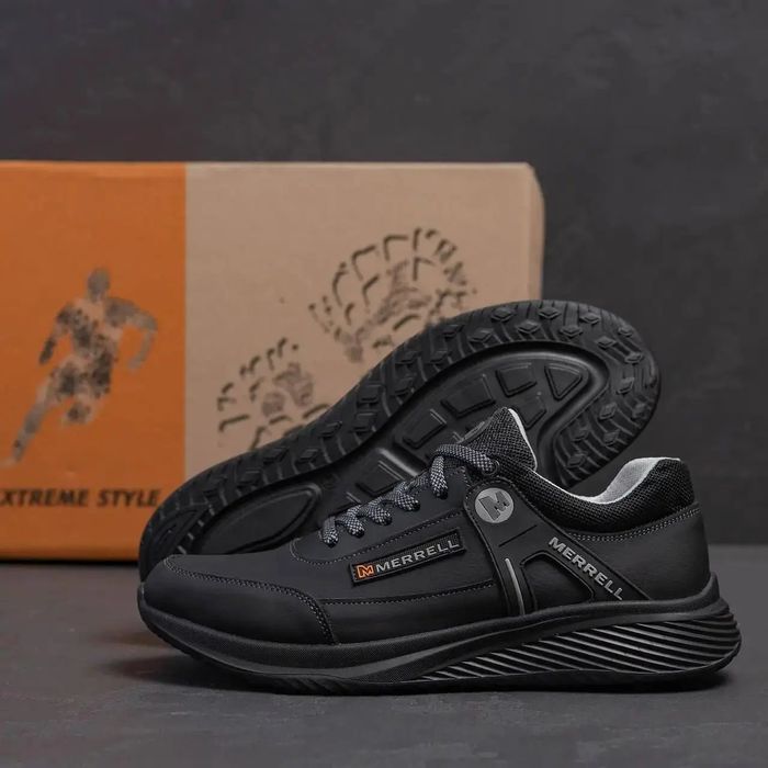 Merrell чоловічі шкіряні чорні кросівки кожаные кроссовки мужские кожа