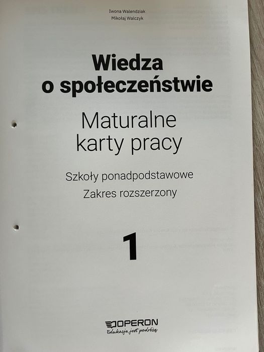 Wiedza o społeczeństwie 1 Maturalne karty pracy zakres rozszerz Operon