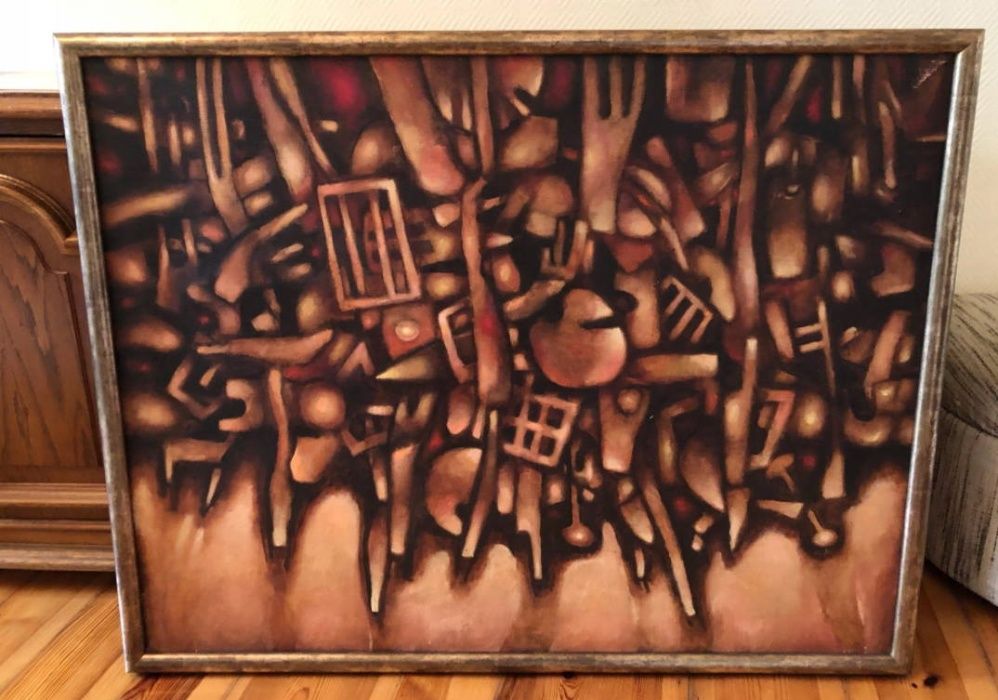 Obraz olejny pt. Rzeczy, Jerzy Rybczyński, malarstwo, abstrakcja