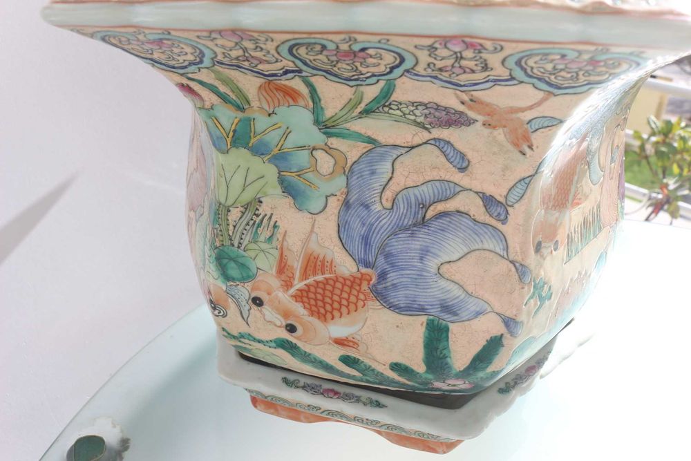Cachepot Vaso Porcelana Chinesa dinastia Qing (1875 a 1916) 43x27 cm A