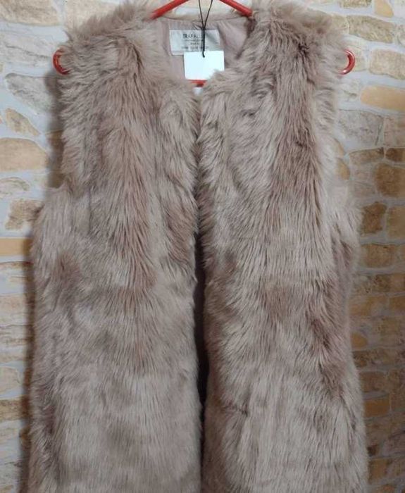 (38/M) ZARA/ Futrzana kamizelka, bezrękawnik futerko