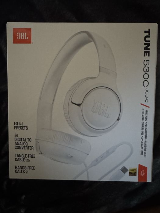 Słuchawki nauszne JBL Tune 530C USB-C (Białe) – Nowe