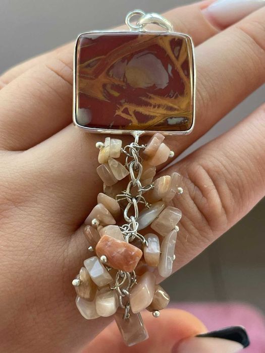 Подвеска из  Botswana Agate с серебряным покрытием