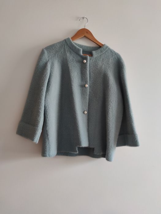 Elegancki niebanalny żakiet sweter narzutka ciepła rozmiar 42/XL