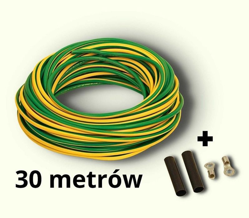 Kabel do ogrzewania podlogi lub fotowoltaiki 8 AWG odpowiednik LGY 10mm2 (8,5mm2) Miedź Ocynowana !! Masa uziemienie GND odporny na Sól + GRATIS