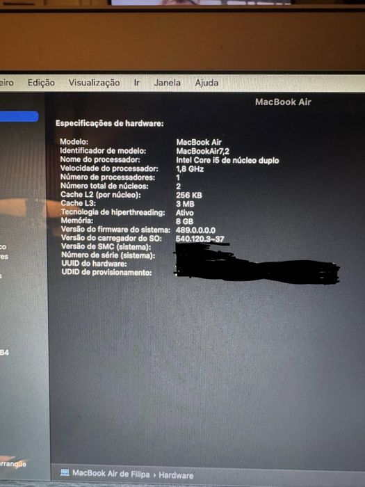 MacBook Air Retina 13″ (2018) intel core i5 nucleo duplo 8G Ram 64GB