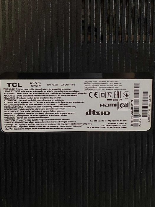 Telewizor TCL 43 cale 4k HDR Smart TV