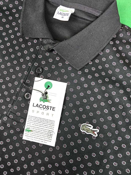 Koszulka męska Lacoste polo czarna znaczki nowość Hit