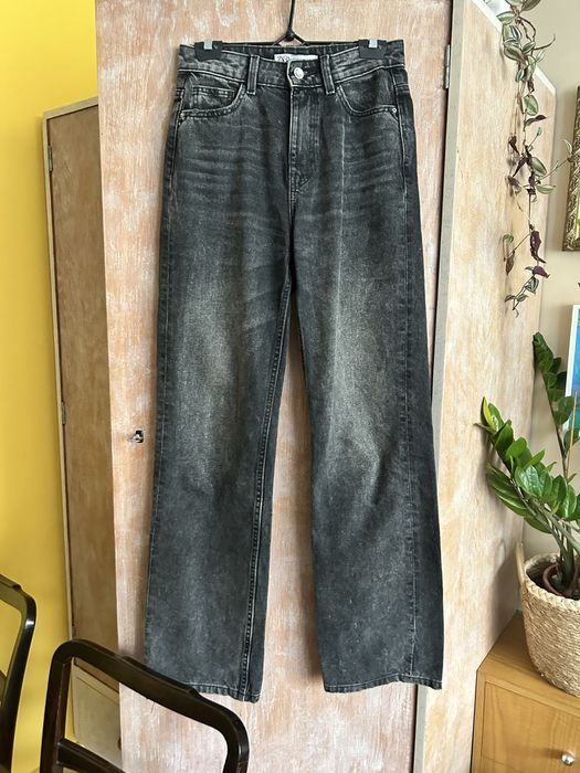 Czarno szare jeansy damskie Zara bawełna 100%