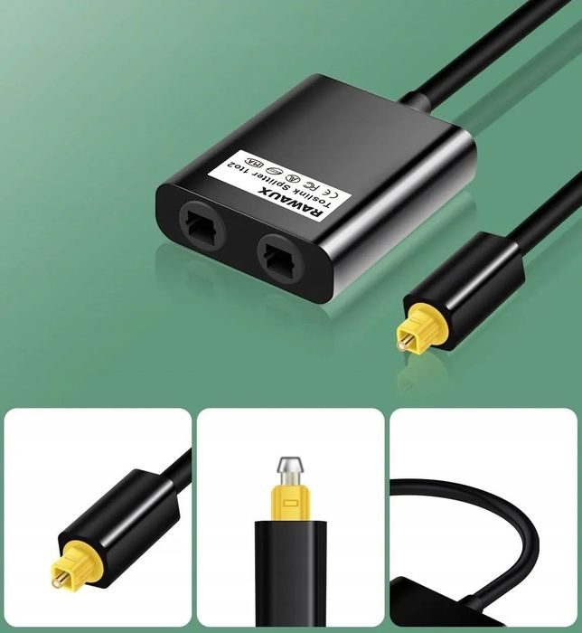 Optyczny rozdzielacz audio Toslink 1 na 2