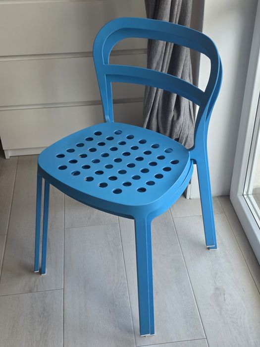 Krzesła metalowe ikea niebieskie 2szt