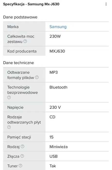 Miniwieża Samsung J630