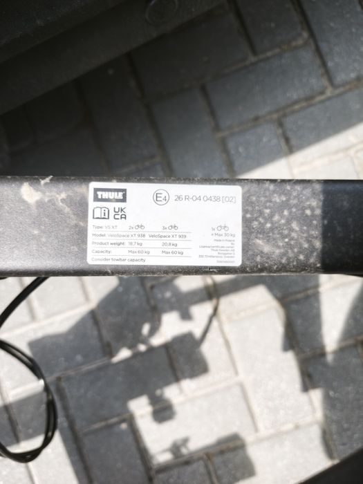 Bagażnik rowerowy na hak THULE Velospace XT 3 939