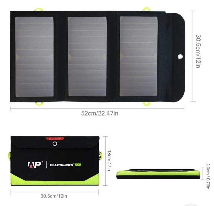 Солнечная панель 21 Вт  аккумулятор 10000 мАч зарядная станция