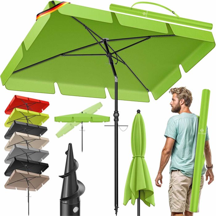 KESSER Parasol ogrodowy plażowy prostokątny regulacja 125x200cm zieleń