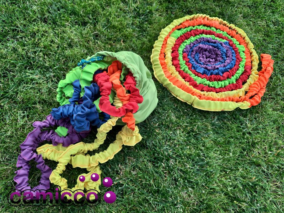 2 GUMA SENSORYCZNA tęczowa ANIMACYJNA tańca wesele gumy animatorów 7 m