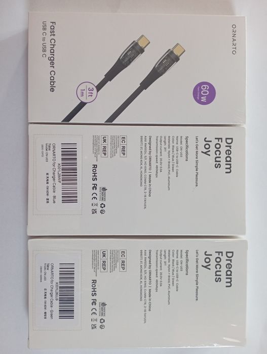 Kabel USB C Ornato szybkie ładowanie 1m 60W green/blue