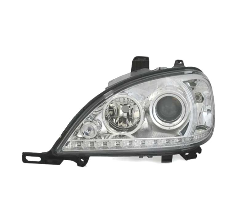 FARÓIS COM LUZ DIURNA LED MERCEDES ML W163 02-05 FUNDO CROMADO