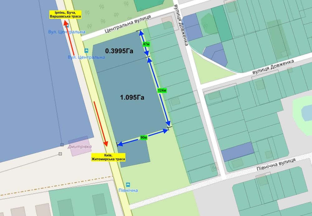 ФАСАД 1,1-1,5Га під склад / промисловість Дмитрівка поруч Мила