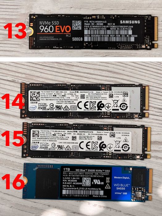 SSD 512Gb / 1Tb NVME M.2 Samsung/Intel/SKhynix/WD/Kioxia