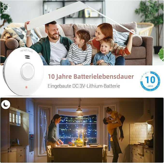 4x Czujnik detektor DYMU, Detektor ognia Alarm Putogesafe GS511